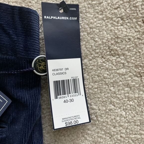 NWT‎ Polo Golf Ralph Lauren Blue Fairway Cotton Elastane Corduroy Pants 40x27 - Picture 12 of 12